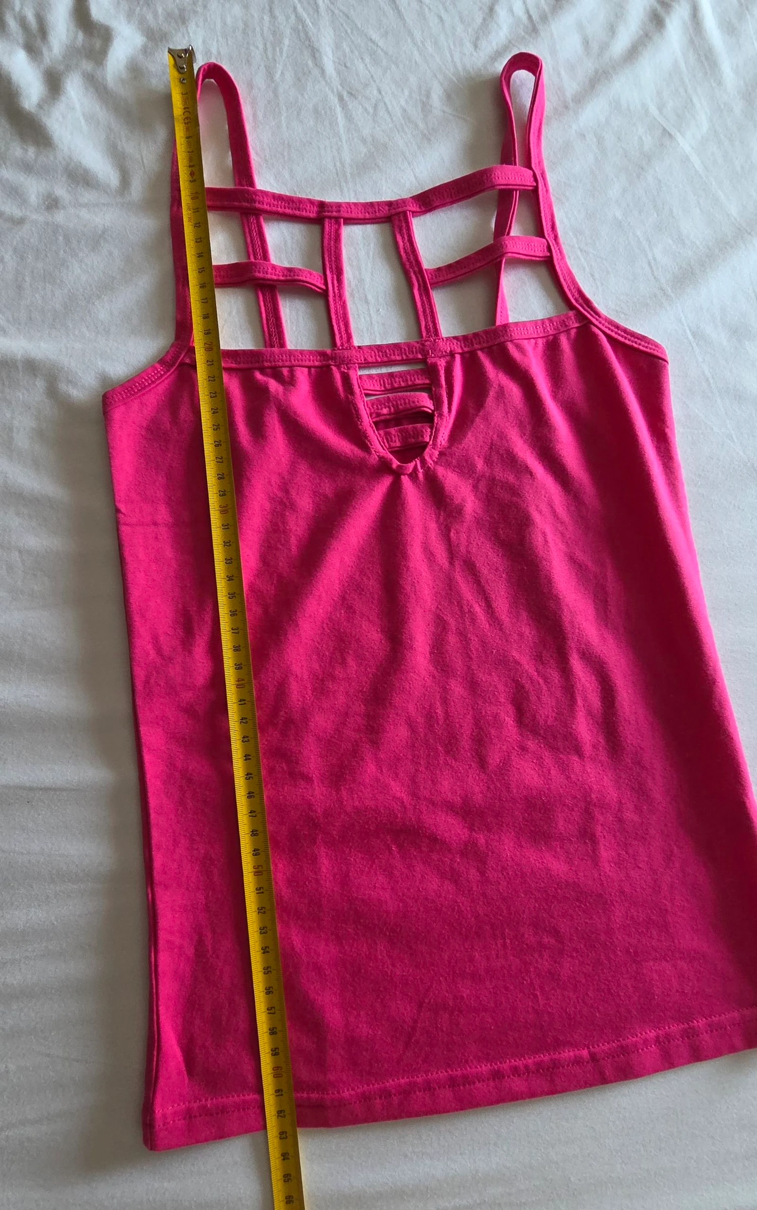 Débardeur rosa fuchsia S 36 top agujereado con tirantes y correas – photo 9